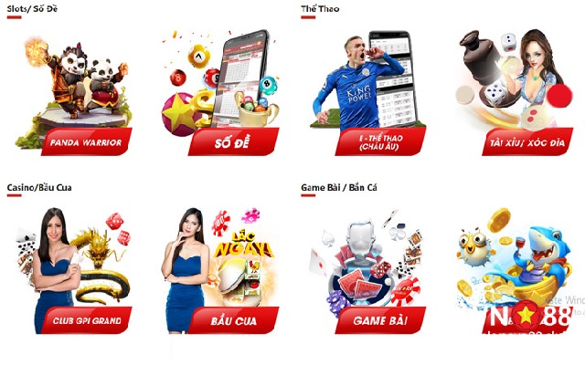 Khuyến Mãi 100% Thưởng Tân Thủ Casino Tại VN88 Lên Đến 1.5 Triệu VND 4 Các sản phẩm game tại VN88