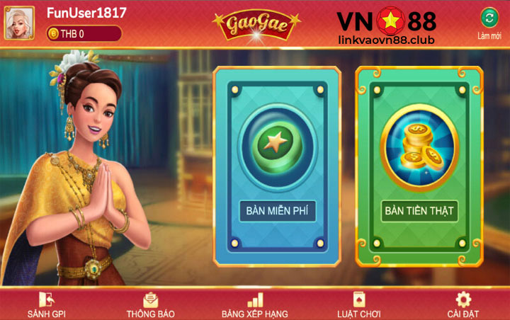 Hướng Dẫn Cách Chơi Bài Ba Cây Thái Gao Gae Từ A - Z Tại VN88 8 Chọn bàn chơi