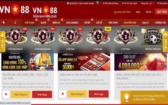 Khuyến Mãi 88 VND Khi Xác Nhận Tài Khoản Thành Công Tại VN88 5 Nhà cái VN88